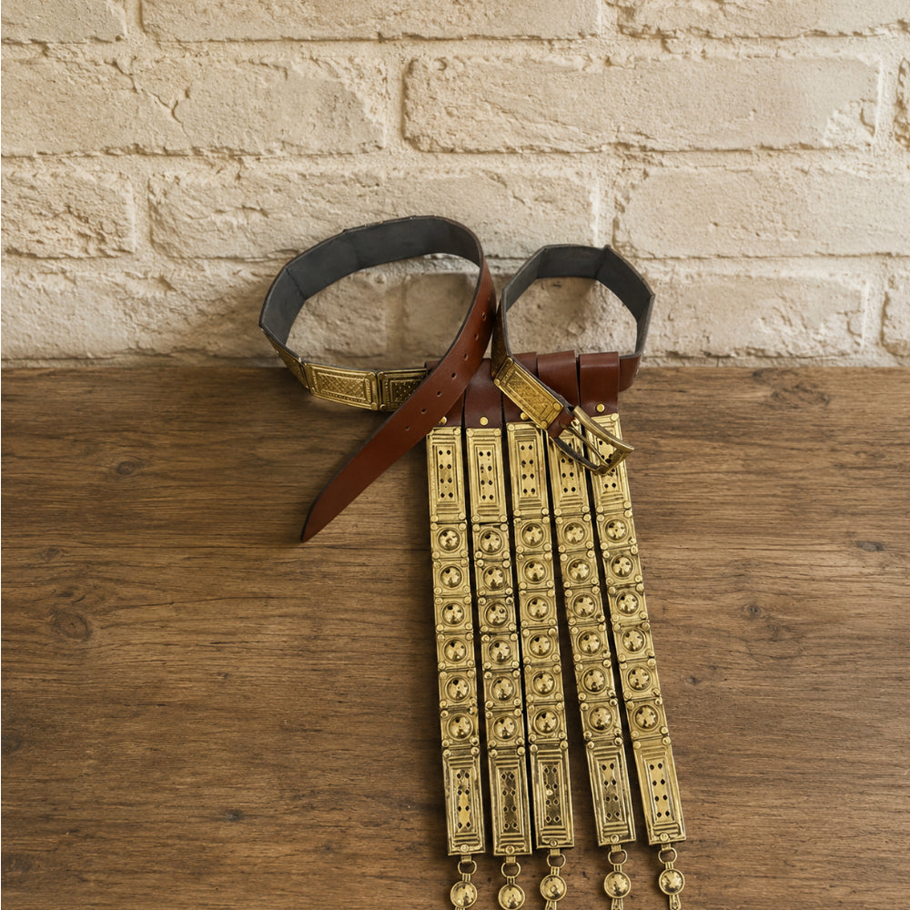 Roman Legionary Leather Belt with Brass Accents | Historical Reenactment Armor