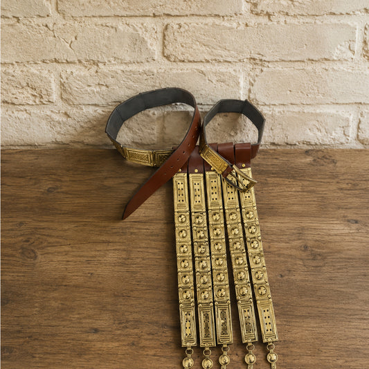Roman Legionary Leather Belt with Brass Accents | Historical Reenactment Armor