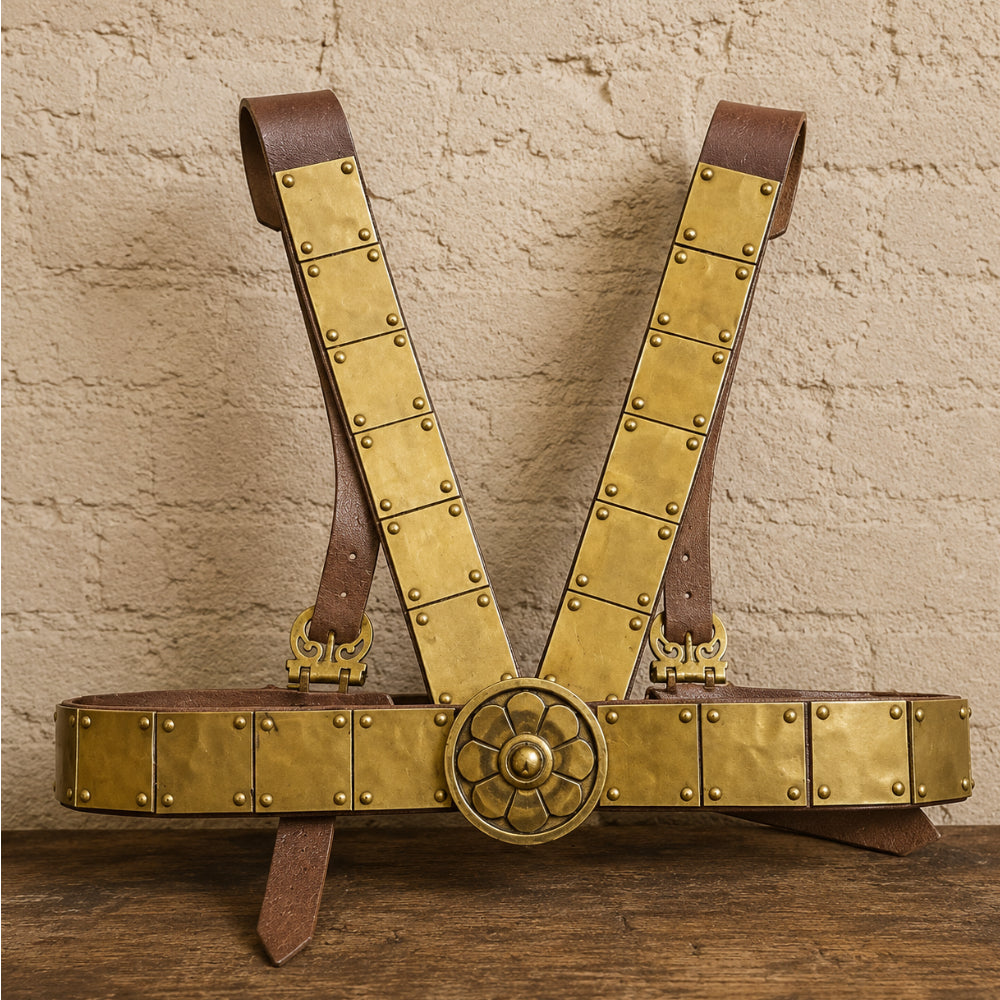 Roman Military Leather Cingulum | Historical Warrior Belt with Brass Hardware