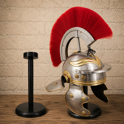 Roman Centurion Helmet with Red Plume & Display Stand – Perfect New Year Gift