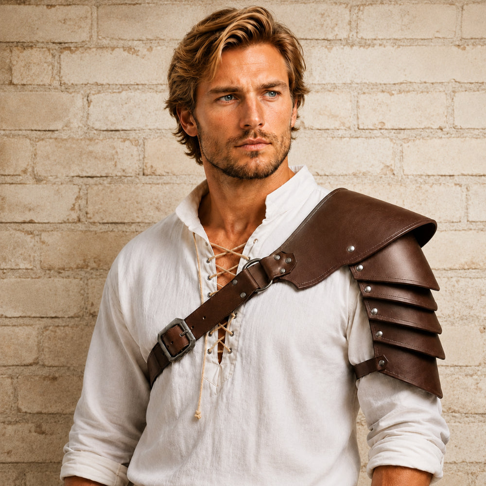 Gladiator Leather Pauldron – Medieval Shoulder Armor for Viking & Warrior Costumes