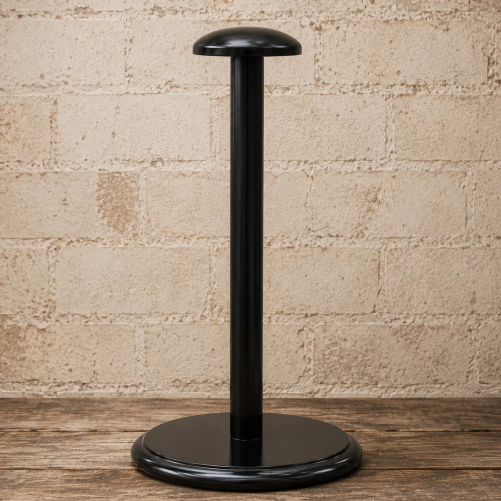 Black Spartan Gladiator Helmet with Wooden Display Stand