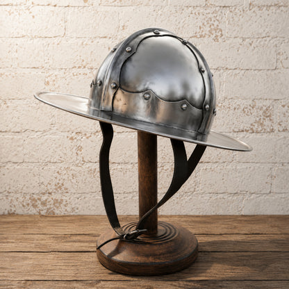 Medieval Kettle Hat Helmet – Handcrafted 18 Gauge Steel Wearable Knight Armor for Reenactment, LARP & Display