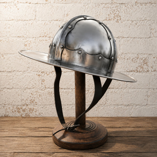 Medieval Kettle Hat Helmet – Handcrafted 18 Gauge Steel Wearable Knight Armor for Reenactment, LARP & Display