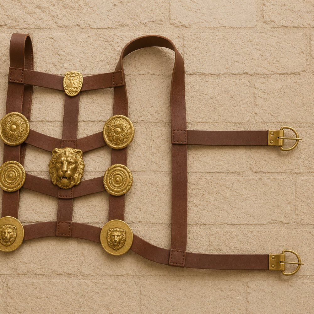 Roman Legionary Phalera Belt with Brass Medallions – Historical Leather Armor Accessory