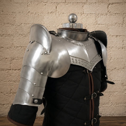 Medieval Steel Pauldrons with Gorget – Knight Shoulder Armor Set