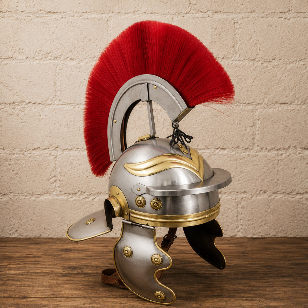 Roman Centurion Helmet with Red Plume & Display Stand – Perfect New Year Gift