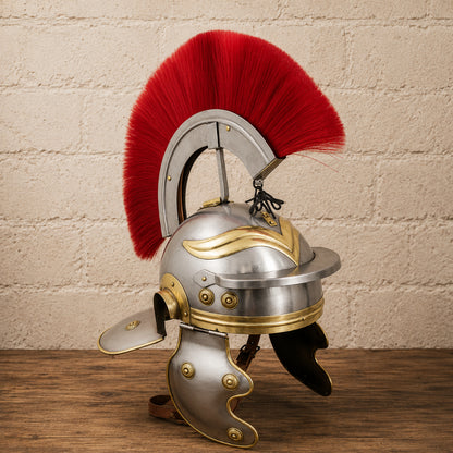 Roman Centurion Helmet with Red Plume & Display Stand – Perfect New Year Gift