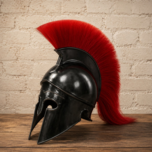 Greek Corinthian Warrior Helmet with Display Stand – Ancient Armor Collectible Gift