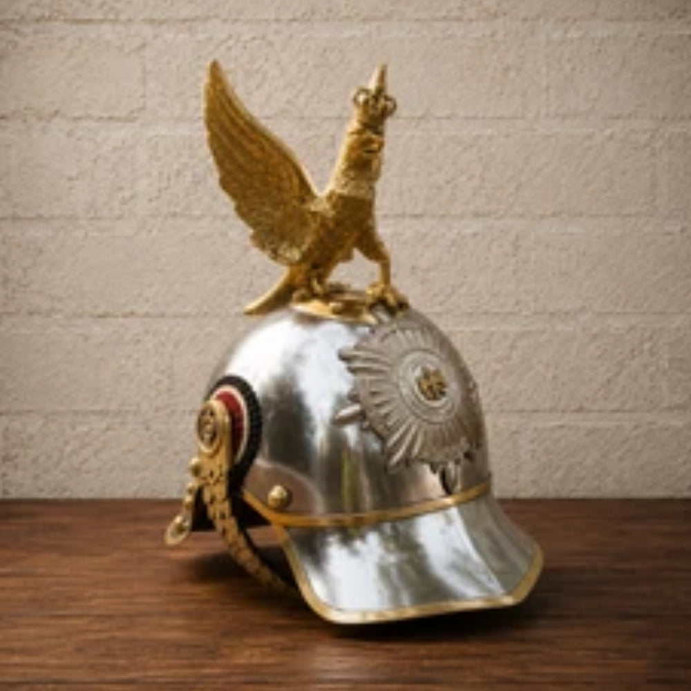 German Pickelhaube Spiked Helmet with Prussian Eagle Crest – Military Replica