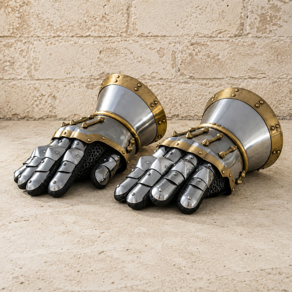 Medieval 16 Gauge Steel Gauntlets – Functional Hand Armor with Leather Lining | SCA Combat, LARP & Reenactment Gloves