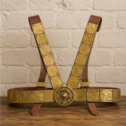 Roman Military Leather Cingulum | Historical Warrior Belt with Brass Hardware