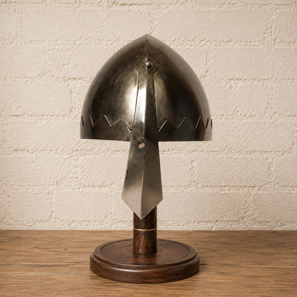 Medieval Norman Nasal Helmet with Display Stand – Knight Armor Helm for LARP, SCA & Reenactment