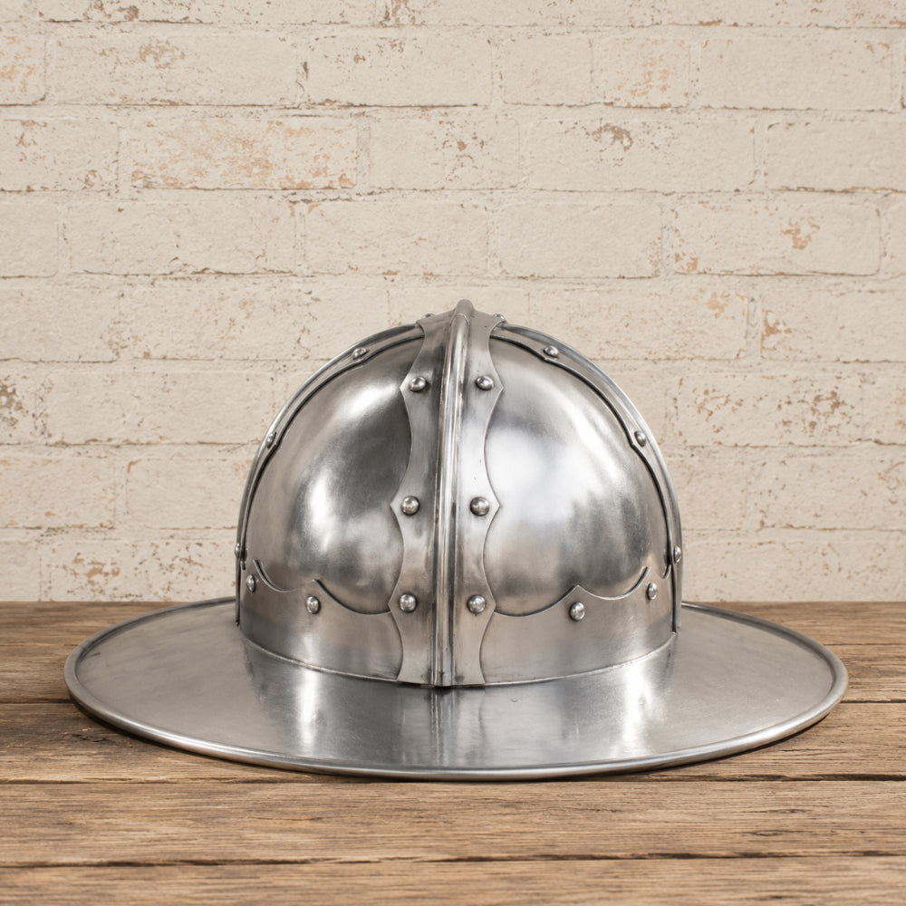 Medieval Kettle Hat Helmet – Handcrafted 18 Gauge Steel Wearable Knight Armor for Reenactment, LARP & Display