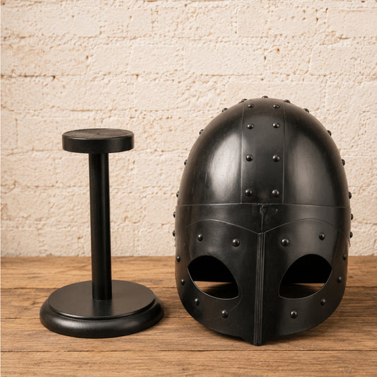 Viking Warrior Mask Helmet – Handmade Black 18 Gauge Steel Helm for LARP, Cosplay & Reenactment
