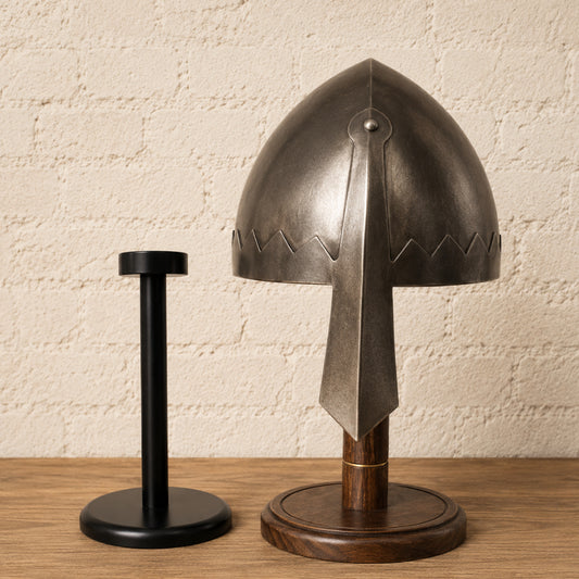 Medieval Norman Nasal Helmet with Display Stand – Knight Armor Helm for LARP, SCA & Reenactment