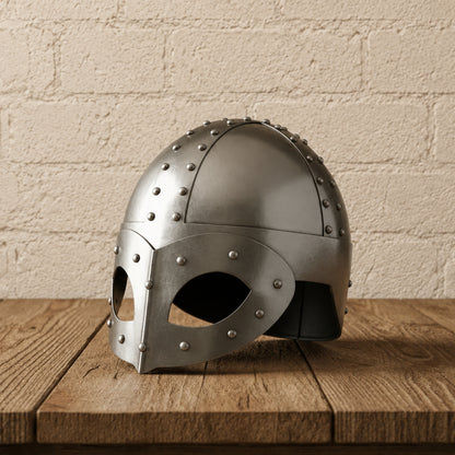 Steel Viking Norse Spectacle Helmet with Wooden Display Stand