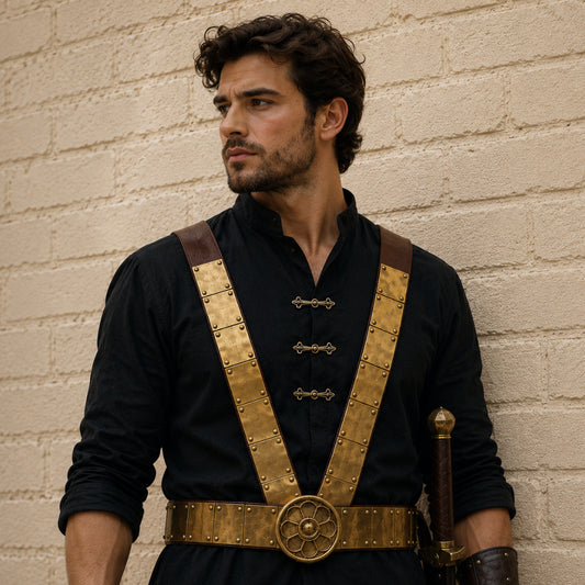 Roman Military Leather Cingulum | Historical Warrior Belt with Brass Hardware