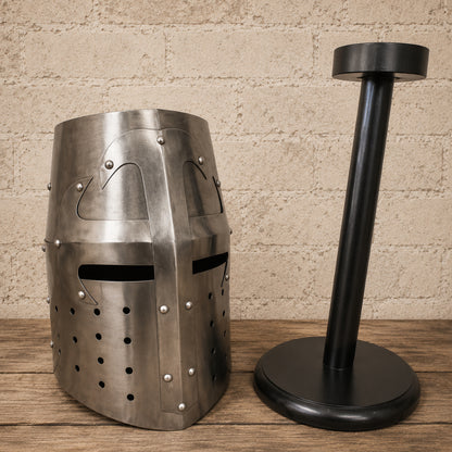 Medieval Knight Templar Helmet – Crusader Armor with Display Stand