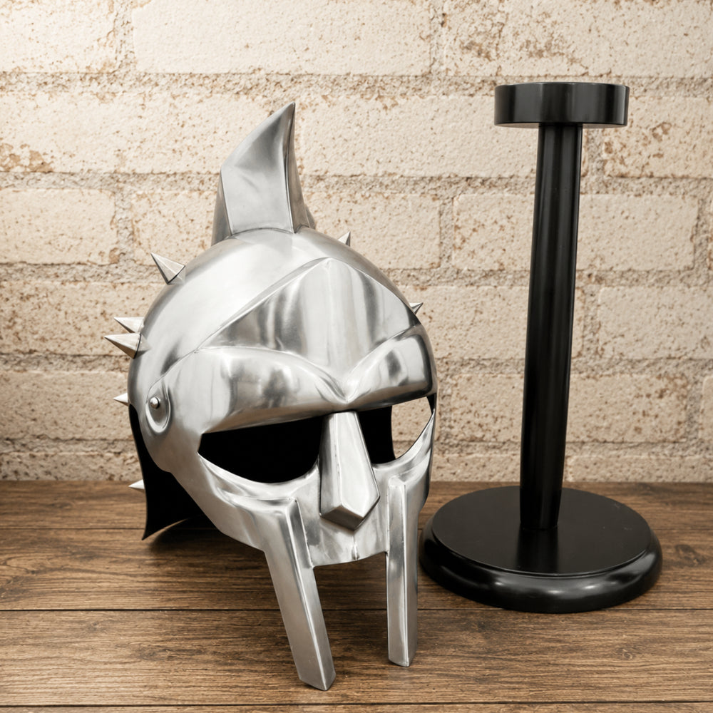 Maximus Gladiator Helmet Replica with Display Stand – Ancient Roman Warrior Armor Collectible