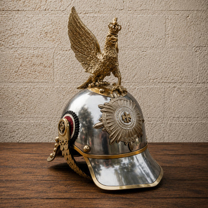 German Pickelhaube Spiked Helmet with Prussian Eagle Crest – Military Replica