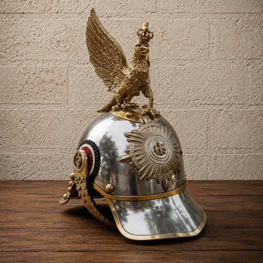 German Pickelhaube Spiked Helmet with Prussian Eagle Crest – Military Replica
