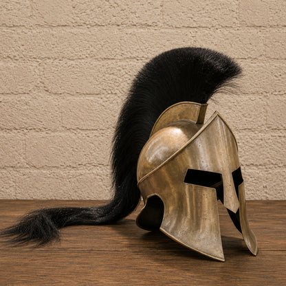 King Leonidas Spartan Helmet Replica with Wooden Display Stand