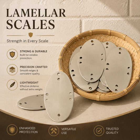 Medieval Visby Lamellar Steel Scales Type 5 – 9.3 × 5.3 cm (Set of 25)