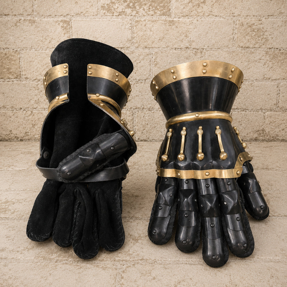Medieval 16 Gauge Steel Gauntlets – Functional Hand Armor with Leather Lining | SCA Combat, LARP & Reenactment Gloves