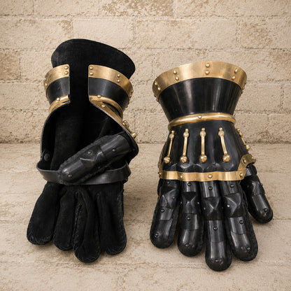 Medieval 16 Gauge Steel Gauntlets – Functional Hand Armor with Leather Lining | SCA Combat, LARP & Reenactment Gloves