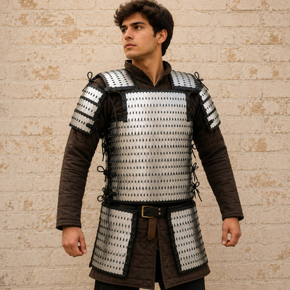 Handmade Steel Lamellar Armor Set | Viking Torso Armor with Pauldrons | Medieval Warrior Armor for LARP, SCA & Reenactment