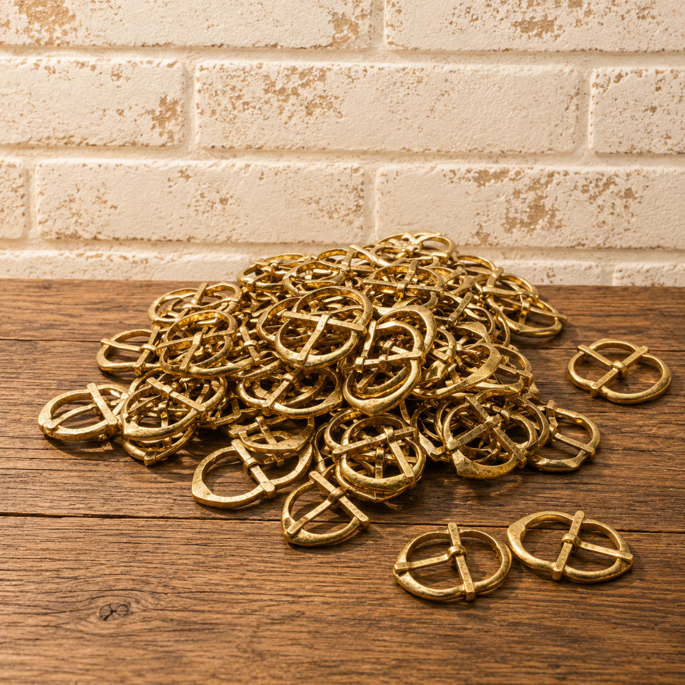 Medieval Brass Belt Buckle – Handmade Solid Brass Hardware for LARP & Reenactment