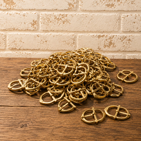 Medieval Brass Belt Buckle – Handmade Solid Brass Hardware for LARP & Reenactment