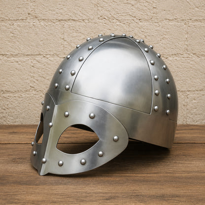 Steel Viking Norse Spectacle Helmet with Wooden Display Stand