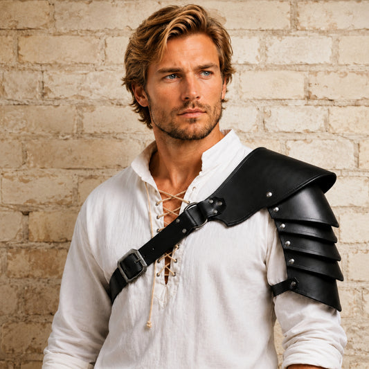 Gladiator Leather Pauldron – Medieval Shoulder Armor for Viking & Warrior Costumes