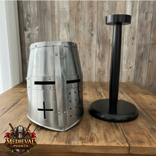 Templar Crusader Helmet with Display Stand : Knight helmet , Gift for Him