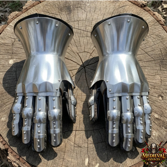 Mild steel Hourglass Gauntlets – 16G Steel Knight Armor Gloves for LARP & Cosplay