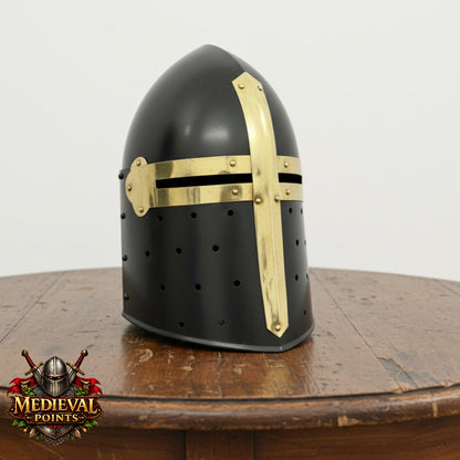 New Suger-loaf Helmet With Wooden Stand  , Crusader Helmet