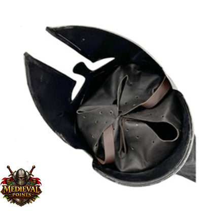 Silver Corinthian Helmet : Warrior Medieval Helmet with Wooden Stand