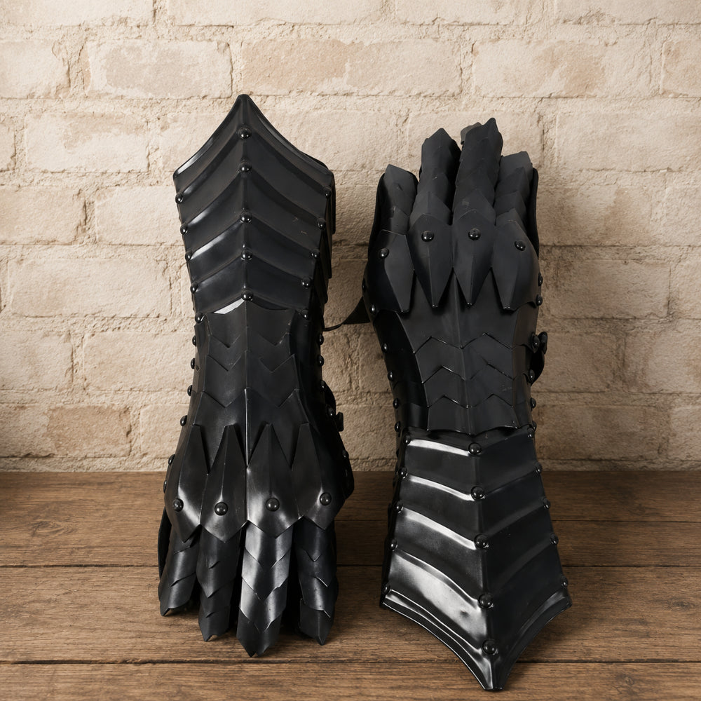 Medieval Steel Gauntlets – Polished Knight Armor Gloves for Reenactment