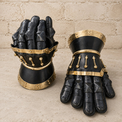 Medieval 16 Gauge Steel Gauntlets – Functional Hand Armor with Leather Lining | SCA Combat, LARP & Reenactment Gloves