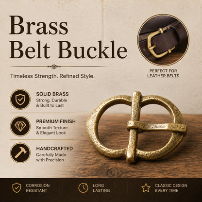Medieval Brass Belt Buckle – Handmade Solid Brass Hardware for LARP & Reenactment