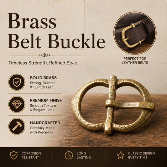 Medieval Brass Belt Buckle – Handmade Solid Brass Hardware for LARP & Reenactment