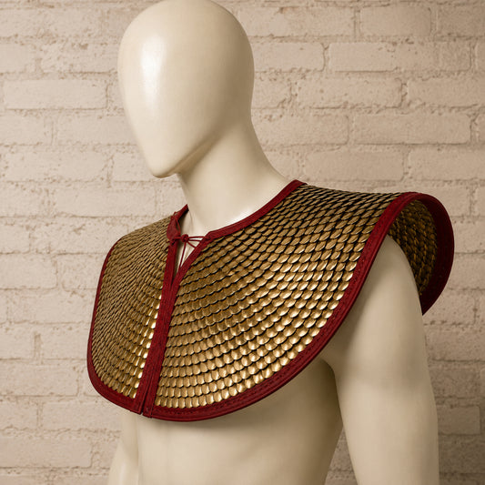 Brass Scale Armor Collar | Medieval Neck Gorget for LARP, SCA, Renaissance Faire & Cosplay | Handmade Warrior Armor |