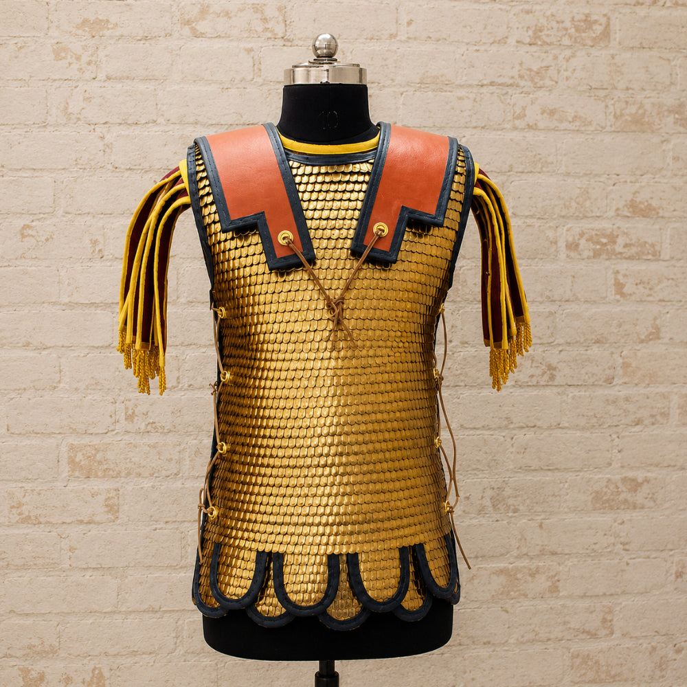 Handcrafted Lorica Squamata Roman Scale Armor | Brass Scale Shirt for LARP, SCA, Roman Reenactment & Cosplay | 15×25 mm