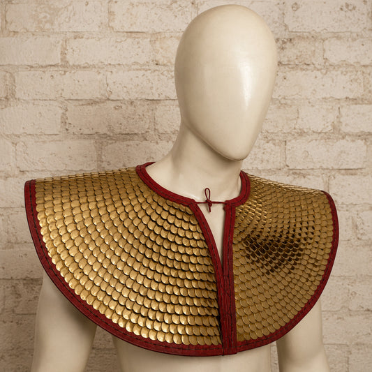 Brass Scale Armor Collar | Medieval Neck Gorget for LARP, SCA, Renaissance Faire & Cosplay | Handmade Warrior Armor |