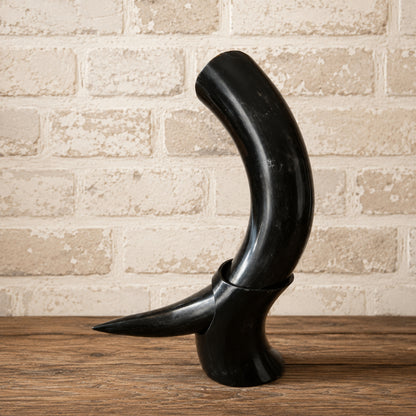 Authentic Black Viking Mead Horn – Hand-Engraved Celtic Design