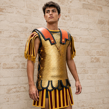 Handcrafted Lorica Squamata Roman Scale Armor | Brass Scale Shirt for LARP, SCA, Roman Reenactment & Cosplay | 15×25 mm