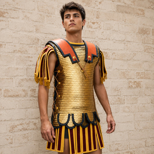 Handcrafted Lorica Squamata Roman Scale Armor | Brass Scale Shirt for LARP, SCA, Roman Reenactment & Cosplay | 15×25 mm