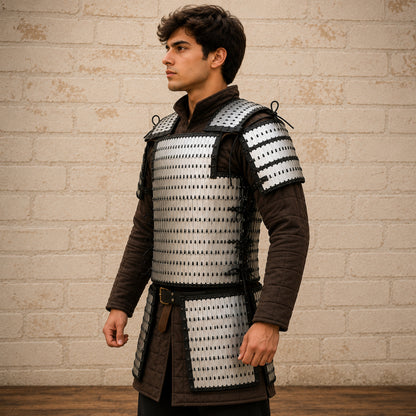 Handmade Steel Lamellar Armor Set | Viking Torso Armor with Pauldrons | Medieval Warrior Armor for LARP, SCA & Reenactment